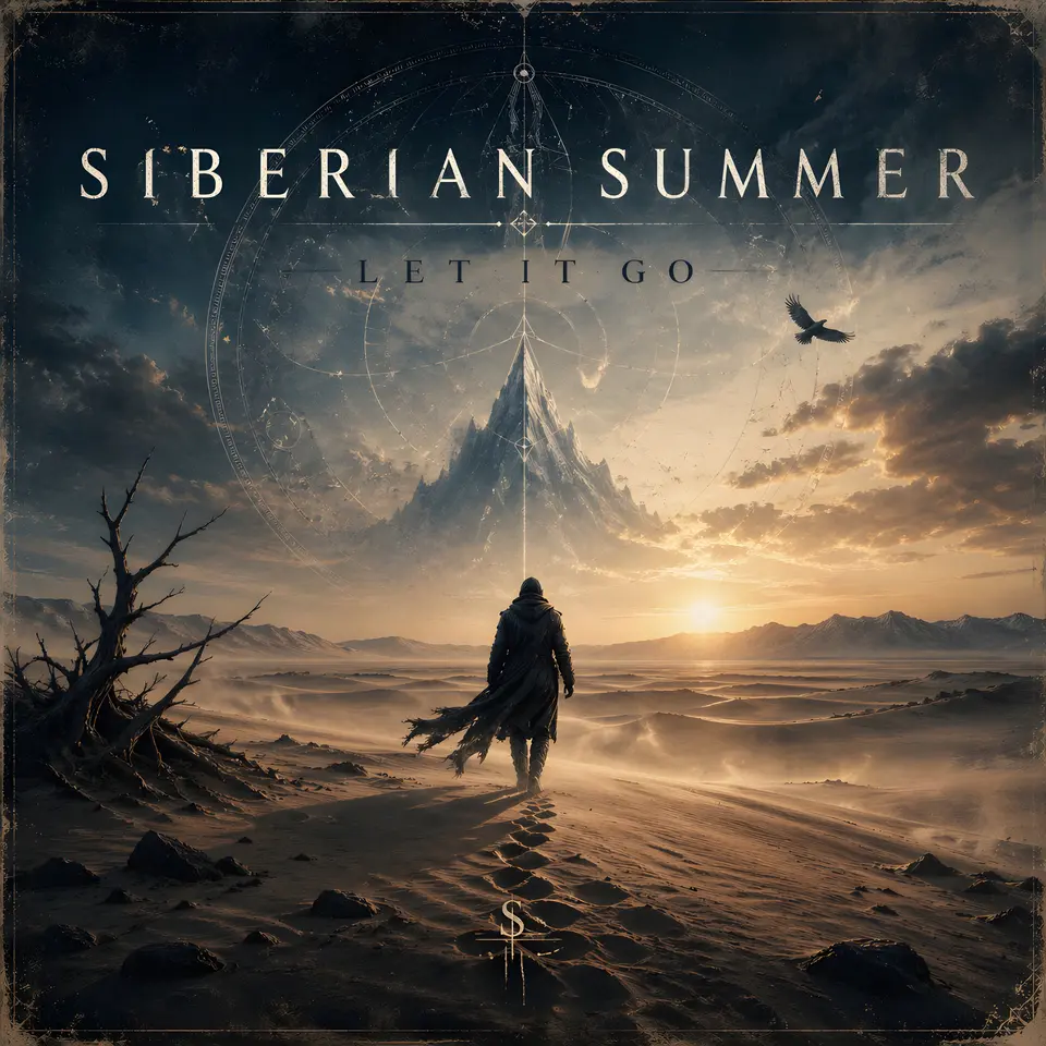 Let It Go single artwork with a solitary figure crossing a desert at sunset
